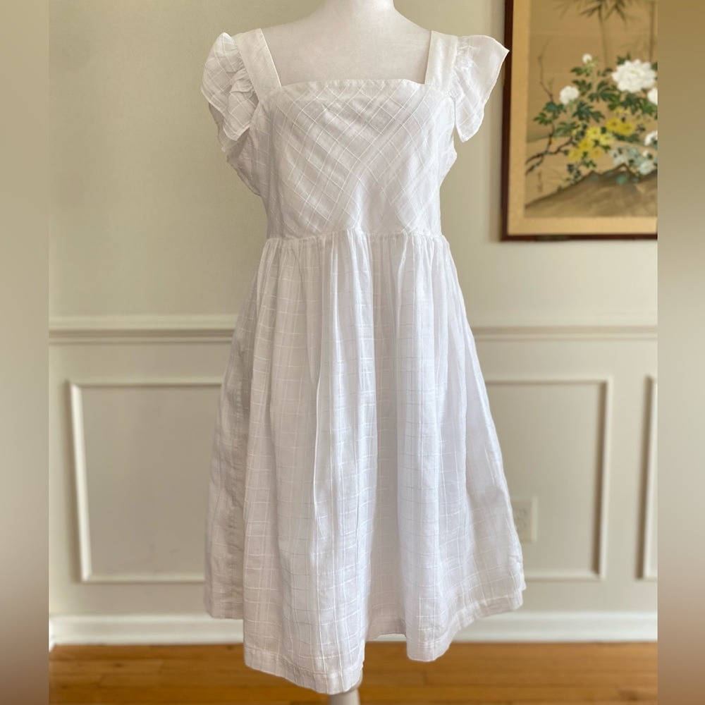 VINEYARD VINES Ruffle Sleeve Cover-Up Dress White lightweight cotton sz Small